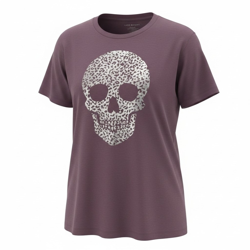 Lane‎ Bryant Purple Skull Leopard Print Graphic Tee Womens 14/16 Plus Rocker